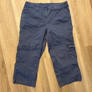 Navy Cargo Capri Pants